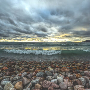 agawa bay stormy sunset