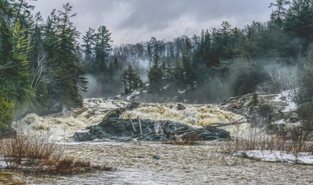 Spring Runoff On Chippewa Falls On Highway 17 North