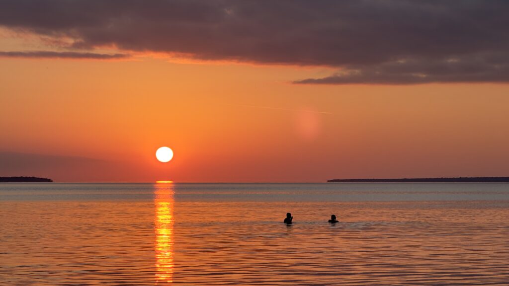 Harmony Beach On Lake Superior At Sunset