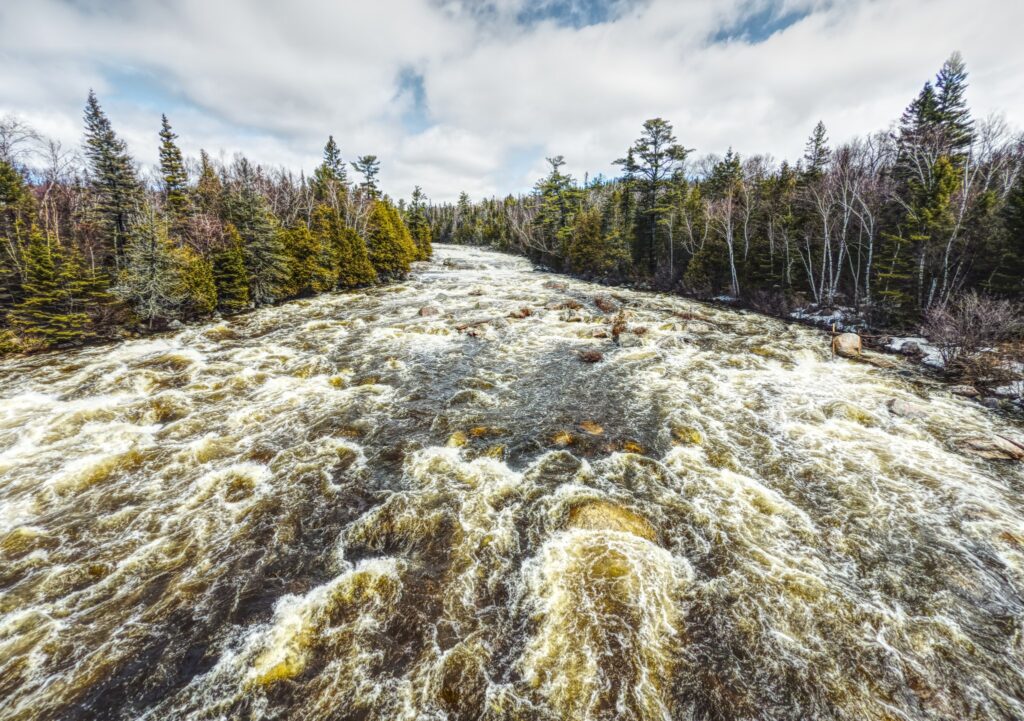 sand river at highway 17 bridge in lake superior provincial park